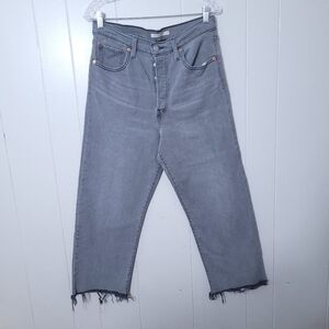 Levi's Ribcage Straight Ankle Jeans Women's Gray Size 30